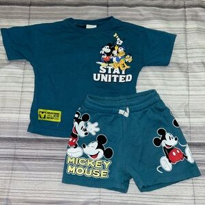 Zara Kids Mickey Mouse Teal Matching Set